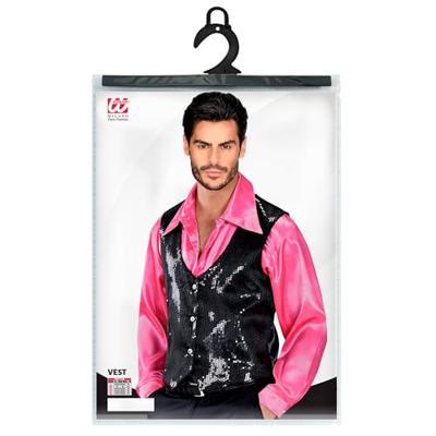 Glittervest pailletten zwart man