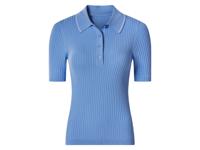 esmara Geribde dames polo (Blauw, S (36/38)) - thumbnail