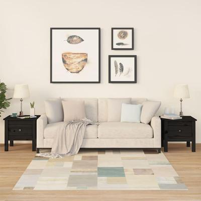 Bijzettafels 2 st 40x40x39 cm massief grenenhout zwart Bijzettafels 2 st 40x40x39 cm massief grenenhout zwart