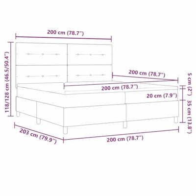 Boxspring bed met matras Donkergrijs 200 x 200 cm Fluweel