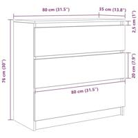 Dressoir 80x35x76 cm spaanplaat sonoma eikenkleurig - thumbnail