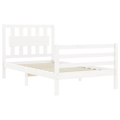 Bedframe met hoofdbord massief hout wit