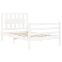 Bedframe met hoofdbord massief hout wit - thumbnail