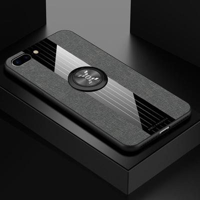 Voor iPhone 8/7 XINLI stiksels doek Textue schokbestendig TPU beschermhoes met ring houder (grijs)