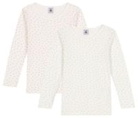 Set van 2 t-shirts met lange mouwen PETIT BATEAU wit - thumbnail