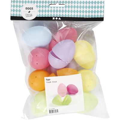 Creativ Company Plastic eieren gekleurd, 12st. 6cm