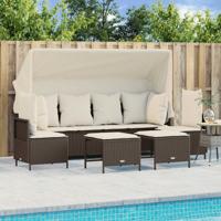 5-delige Loungeset met kussens poly rattan bruin - thumbnail