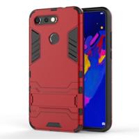Schokbestendige PC + TPU Case voor Huawei Honor V20 met houder (rood) - thumbnail