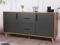 Dressoir CORSICA 2 deuren 2 lades walnoot/metaalgrijs - thumbnail