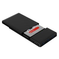 ORICO 2588H3 externe behuizing voor 7mm & 9.5mm SATA 2.5 inch SSD / HDD harde schijf, met ingebouwde USB 3.0 HUB (zwart) - thumbnail