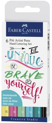 Handlettering Pitt Artist Pen set Faber-Castell 6-delig 267116 Handlettering Pitt Artist Pen set Faber-Castell 6-delig 267116