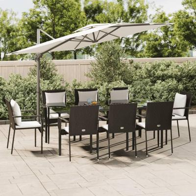 9-delige Tuinset poly rattan zwart