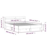 Bedframe met hoofdeinde en LED sonoma eikenkleurig 150x200 cm - thumbnail