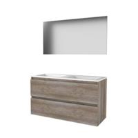 Basic-Line Basic 46 Badkamermeubelset - 120 x 46 cm - Greeploos - 2 Lades - Acryl Wastafel - Zonder Kraangat - Spiegel - Scotch Oak - thumbnail