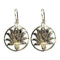 Oorbellen Lotus Messing Goudkleurig - thumbnail