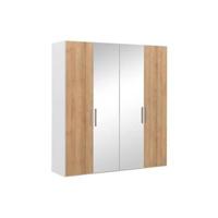 Goossens Kledingkast Easy Storage Ddk, Kledingkast 203 cm breed, 220 cm hoog, 2x draaideur en 2x spiegel draaideur midden - thumbnail