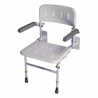 Douchestoel Solo Deluxe | Muurmontage | Met rugleuning en armleuningen | Hoogwaardig kunststof | Kleur: Wit