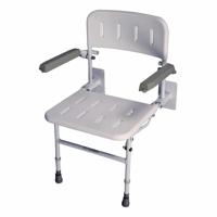 Douchestoel Solo Deluxe | Muurmontage | Met rugleuning en armleuningen | Hoogwaardig kunststof | Kleur: Wit - thumbnail