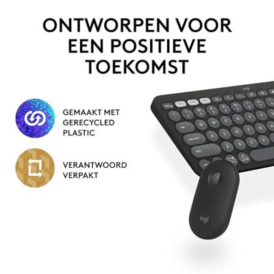 Logitech Pebble 2 Combo toetsenbord Inclusief muis RF-draadloos + Bluetooth QWERTY US International Logitech Pebble 2 Combo toetsenbord Inclusief muis RF-draadloos + Bluetooth QWERTY US International