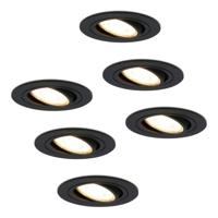 Set van 6 Miro LED inbouwspots - GU10 4 Watt 345 lumen - 2700K Warm wit - Dimbaar - Rond - Kantelbaar - IP20 Voor binnen - Zwart - thumbnail