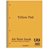 Collegeblok Aurora Yellow Pad A4 lijn 4-gaats 160 pagina's 80gr geel - thumbnail