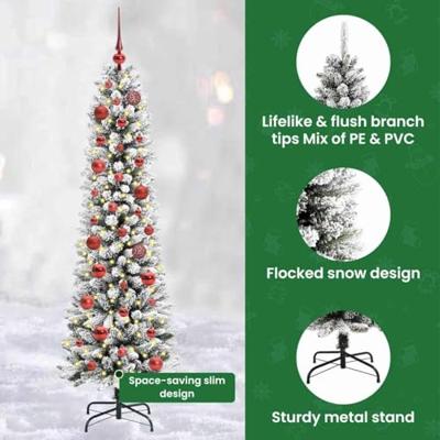 Kunstkerstboom met 150 LED Wit 150 cm PVC en Metaal en Plastic
