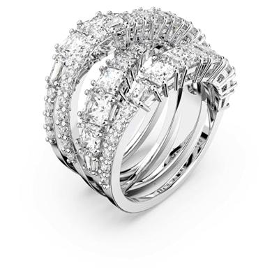 Swarovski 5584646 Ring Twist Overslag zilverkleurig-wit Maat 58