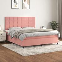 Boxspring met matras fluweel roze 160x200 cm - thumbnail