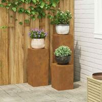Plantenstandaard 3 pcs Roestig Cortenstaal - thumbnail