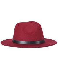 Mannen Fedoras vrouwen jazz hoed zwart wollen Blend GLB outdoor casual hoed (wijn rood) - thumbnail
