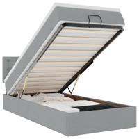 Ottoman bed met matras en LED's 100x200 cm stof lichtgrijs - thumbnail