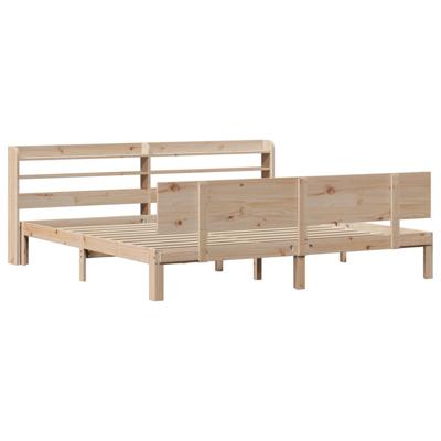 Bedframe met hoofdbord massief grenenhout 200x200 cm - thumbnail