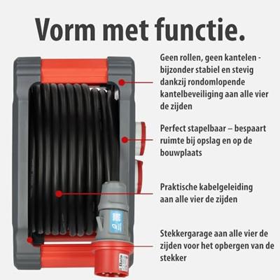 Brennenstuhl Professional CEE-kabelhaspel | KD 3200 C7 | IP44 | 30m | H07RN-F 5G2,5 - 9222300120 Brennenstuhl Professional CEE-kabelhaspel | KD 3200 C7 | IP44 | 30m | H07RN-F 5G2,5 - 9222300120