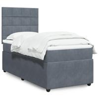 Boxspring met matras fluweel donkergrijs 90x200 cm - thumbnail