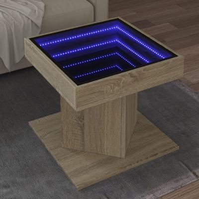 Salontafel met LED 50x50x45 cm bewerkt hout sonoma eikenkleurig Salontafel met LED 50x50x45 cm bewerkt hout sonoma eikenkleurig