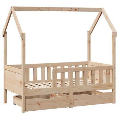 Kinderbedframe met lades 80x200 cm massief grenenhout