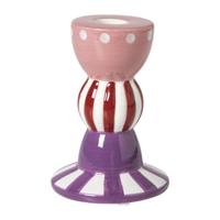 Kandelaar streep stip hoog - multikleur - ø8.5x12 cm - thumbnail