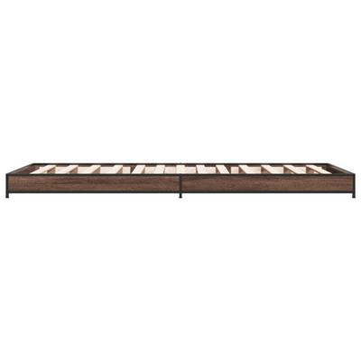 Bedframe bewerkt hout metaal bruin eikenkleur 135x190 cm