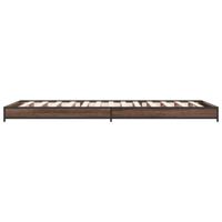 Bedframe bewerkt hout metaal bruin eikenkleur 200x200 cm - thumbnail