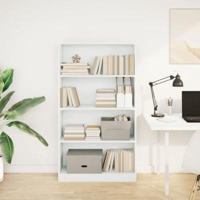 Boekenkast 80x24x143 cm bewerkt hout wit