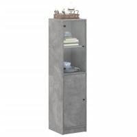 Hoge kast met glazen deur 35x37x142 cm betongrijs - thumbnail