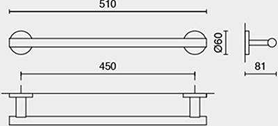 Zack Scala Handdoekstang S 51x6x8.1cm Spiegelglans RVS 40056