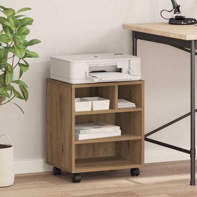 VidaXL Printerstand met opslag artisanaal eikenkleurig 41 x 32 x 48 cm