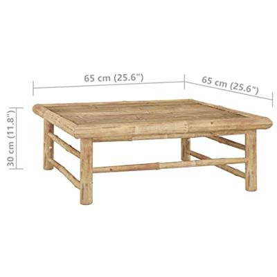 2-delige Loungeset met crmewitte kussens bamboe - thumbnail