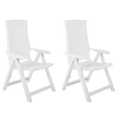 Tuinstoelen 2 st verstelbaar kunststof wit