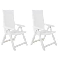 Tuinstoelen 2 st verstelbaar kunststof wit - thumbnail