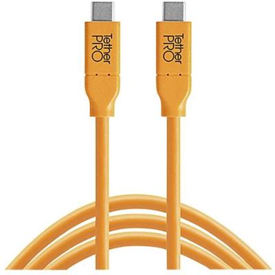 Tethertools TetherPro USB-C to USB-C, 15' (4.6m), High-Visibility Orange