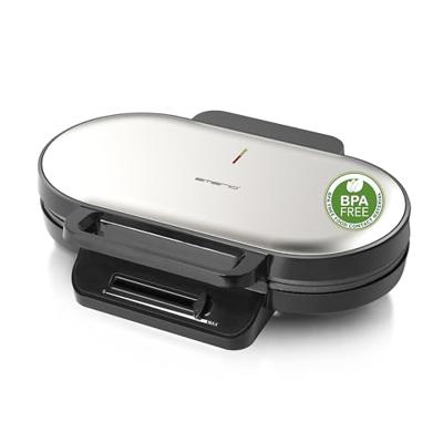 EMERIO WM-123356 Dubbel wafelijzer Anti-aanbaklaag, BPA-vrij, Traploze temperatuurregeling RVS, Zwart