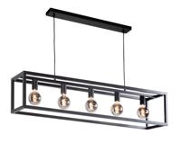 Highlight Hanglamp Fragola 5 lichts L 120 cm B 25 cm zwart - thumbnail