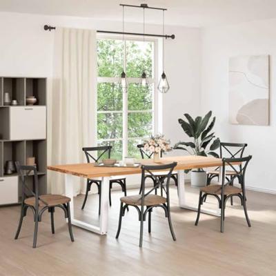 Eettafelpoten 2 st V-vormig 100x(72-73,3) cm staal wit